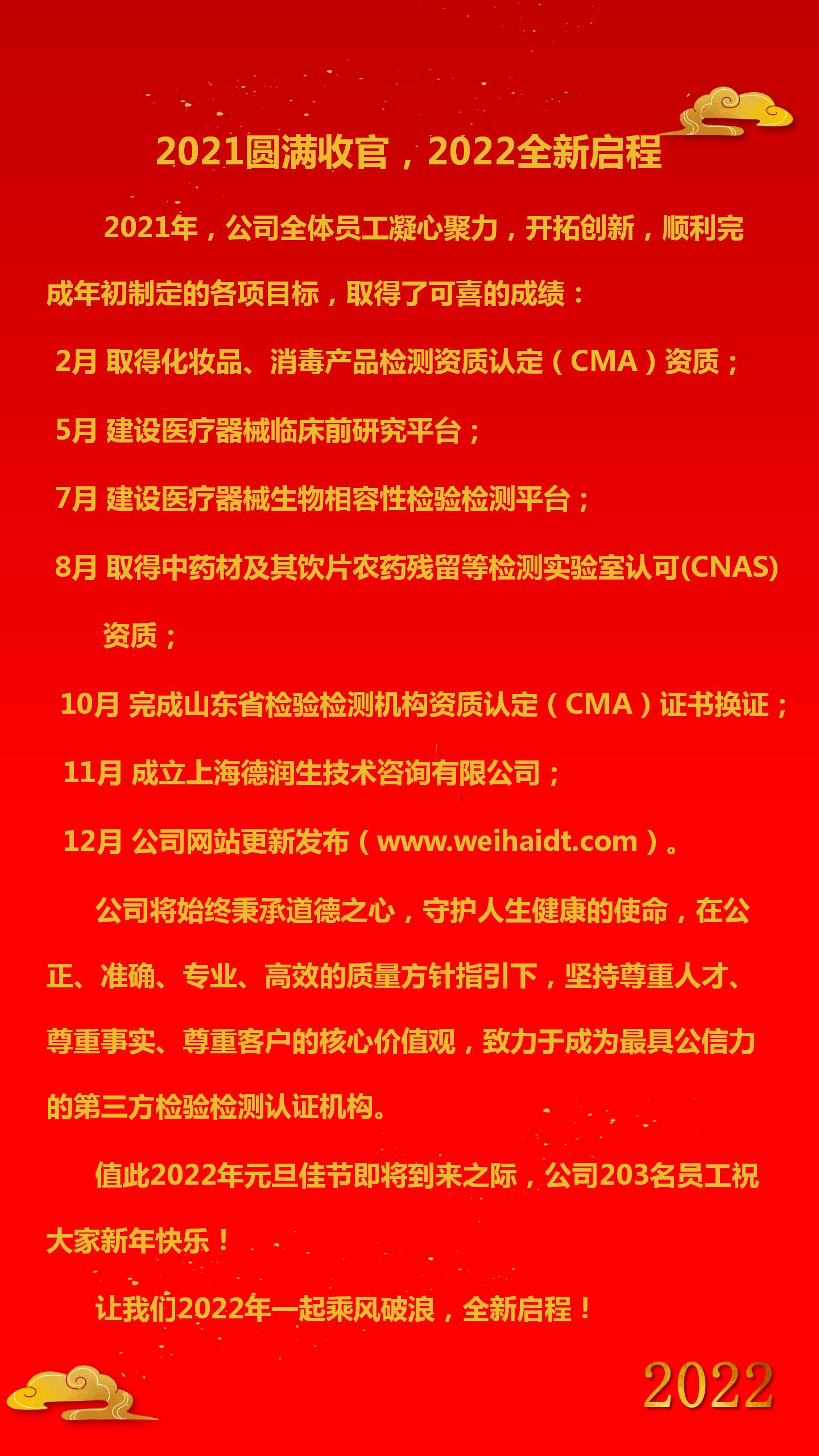 2021年圓滿收官，2022年全新啟程